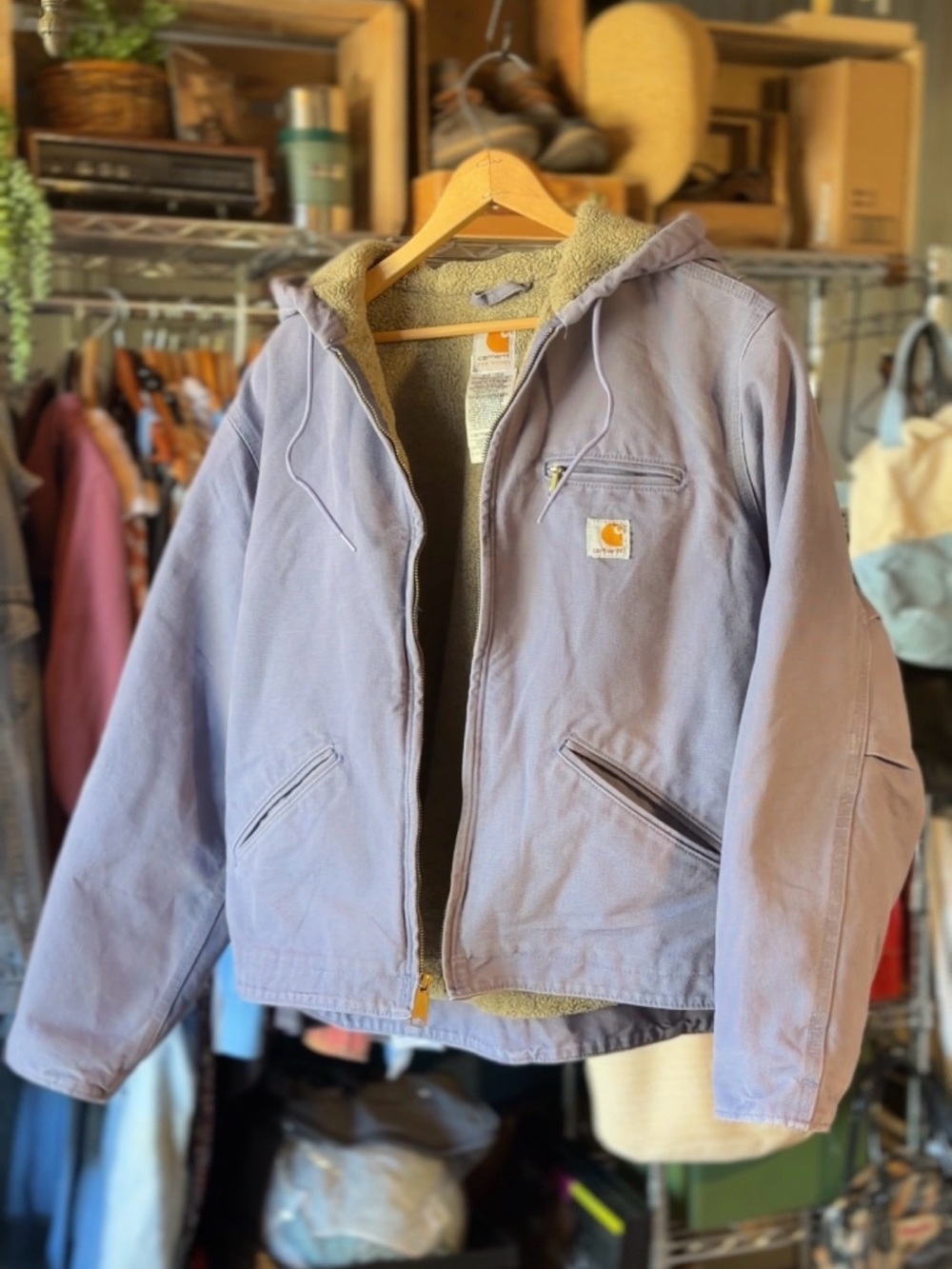 Carhartt Lavender/ Greyish  Sherpa-Lined Hooded Jacket